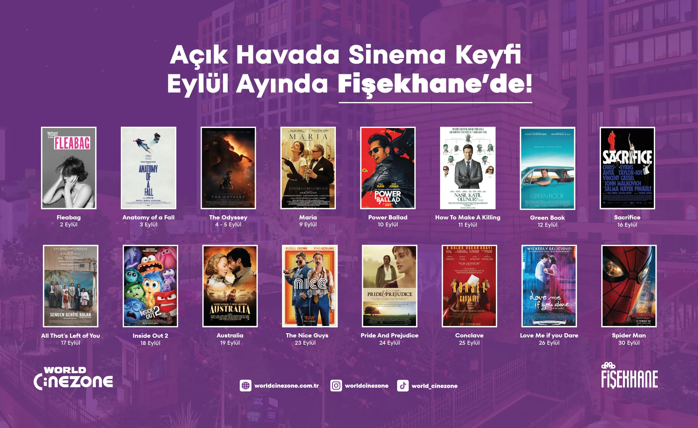 Fişekhane Açık Hava Sineması Eylül 2026